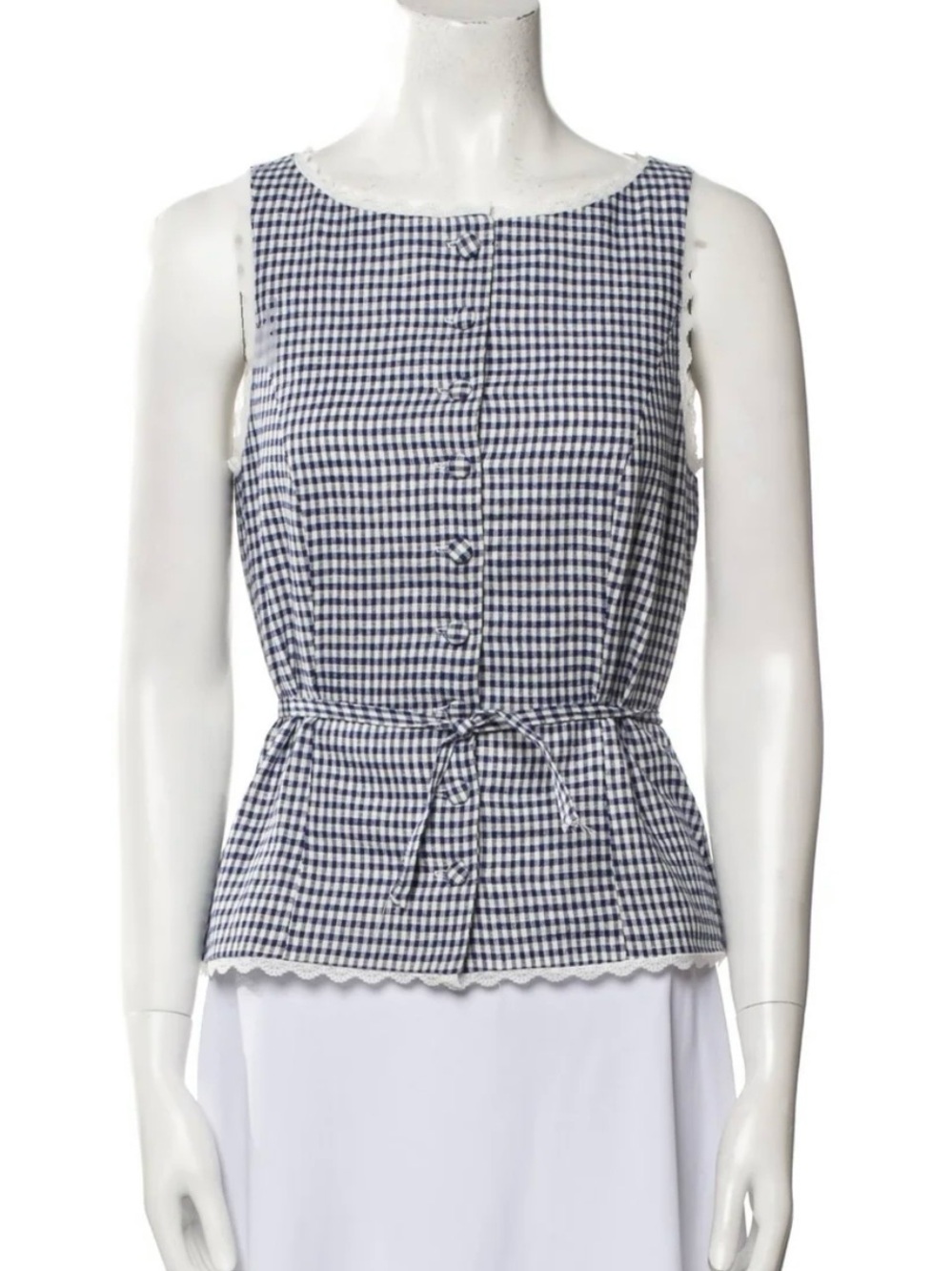 Christian Lacroix Navy/White Gingham Vest Size Medium